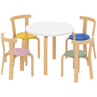 Qaba - Ensemble table et chaises pour enfants, ensemble table en bois pour tout-petits et 4 chaises pour activités artistiques, loisirs créatifs pour 3-8 ans - multicolore-Comprend une table et quatre chaises, idéal pour les rendez-vous de jeu et les activités
