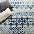 Modway Reflect Giada Abstract Diamond Moroccan Trellis Indoor/Outdoor Area Rug - 8 ft W x 10 ft L - Ivory/Blue-Gripping Rubber Underside