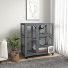 PawHut - Maison pour chat en bois pour chats d'intérieur avec porte battante, plateformes, hamac-Équipé de roulettes pour une mobilité facile, dont 2 avec freins pour plus de stabilité 