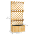 Outsunny - Jardinière en bois avec treillis et toit suspendu, étagère pour plantes, trous de drainage et doublure de lit - bois naturel-Trous de drainage assurant une humidité optimale du sol, empêchant la pourriture des plantes

