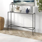 Hudson&Canal - Console Henley 42" de largeur avec plateau en verre - Bronze noirci-Une finition artisanale est appliquée sur le cadre en acier