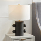 Hudson&Canal - Lampe de table Jurrah en céramique de 50 cm de haut avec abat-jour en tissu - Noir mat/blanc-Nettoyer avec un chiffon doux et sec, sans produits chimiques agressifs ni produits de nettoyage abrasifs