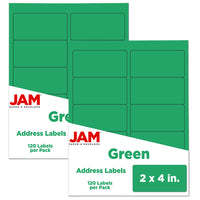 JAM Paper Mailing Address Labels - 2 x 4 - Green - 2 sets of 120-6-2/5 ounce