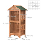 PawHut - Grande cage à oiseaux en bois 62 po H pour extérieur intérieur - orange-Construit en bois de sapin léger et résistant aux intempéries 