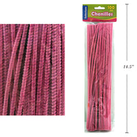 Selectum Pipe Cleaners - 12" - Pink - 100 Pack-Pink