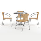 Table ronde en aluminium de 31,5 po avec 4 chaises en rotin beige, intérieur/extérieur (TLH-ALUM-32RD-020BGECHR4-GG)-6