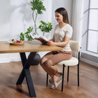 HOMCOM - Chaises de salle à manger avec pieds en acier pour cuisine - beige - ensemble de 4-Des embouts antidérapants fixés aux pieds de la chaise empêchent les rayures au sol 