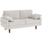 HOMCOM - Canapé 3 places 66,5 po en velours avec 2 coussins - blanc crème-Le design compact maximise l’assise pour trois personnes sans prendre de place   
