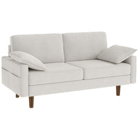 HOMCOM - Canapé 3 places 66,5 po en velours avec 2 coussins - blanc crème-Le design compact maximise l’assise pour trois personnes sans prendre de place   