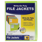 C-Line® Write-On Poly File Jackets Assorted Colours, 20 Pack (CLI63160)-Sealed on 3 sides with 1" expansion.