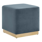 Modway Tilden 17" Square Performance Velvet Upholstered Ottoman - Cadet Blue/Natural-Performance Velvet Upholstery
