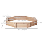 Outsunny Kids Octagon Wooden Sandbox with Cover, Seat - 55" x 55" x 8.5" - Natural Wood-Spacious octagon design provides plenty of room for three children to play
