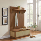 Modway - Soma Cannelé Arbre de salle 3-en-1 avec banc de rangement et porte-manteaux in Noyer-Établi à table rabattable avec rangement divisé