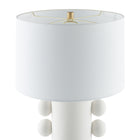 Hudson&Canal Jurrah 27" Tall Ceramic Table Lamp with Fabric Shade - Matte White/White-Rated for one 60W incandescent bulb - 9W LED bulb, 13W fluorescent (CFL) bulb, or 9W self-ballasted LED bulb, E26-base bulb, Bulb not included