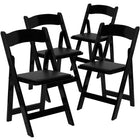 Flash Furniture HERCULES Series Black Wood Folding Chair with Vinyl Padded Seat-Lightweight Design