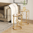 HOMCOM Round Nesting Coffee Table- Gold - Set of 2-Compact size, space-saving and lightweight design
