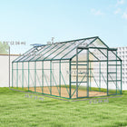 Outsunny - Serre en polycarbonate et aluminium 16 pi x 8 pi avec lucarne de toit réglable- Panneaux en polycarbonate avec protection UV pour protéger les plantes du soleil intense  
