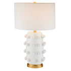 Hudson&Canal - Lampe de table en céramique Farrington de 66 cm de haut avec abat-jour en tissu - Blanc mat/blanc-Associé à un abat-jour en tissu tambour blanc