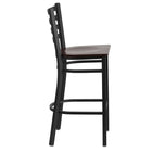 Flash Furniture - Tabouret de restaurant de la série HERCULES en métal noir avec dossier échelle - siège en bois de noyer-Assemblage soudé