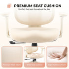 MotionGrey Mellow Ergonomic Office Chair - High Mesh Back Support with Adjustable Armrests - Beige-Breathability - Bid farewell to the discomfort of overheating during long hours of sitting. Our chair is equipped with a high-quality elastic mesh that enhances breathability, significantly reducing heat buildup. This feature ensures you remain cool, comfortable, and focused, improving circulation and comfort during prolonged usage