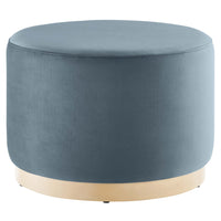 Modway Tilden Large 23" Round Performance Velvet Upholstered Ottoman - Cadet Blue/Natural-Performance Velvet Upholstery
