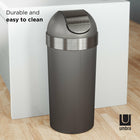 Umbra Venti 16-Gallon (62 L) Trash Can with Swing Top Lid - Pewter-Dimensions: 14.6" W x 14.6" D x 14.6" H