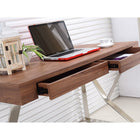 Plata Import - Mac Bureau Bureau Bureau Placage De Bois Avec Pieds En Acier Inoxydable, Braun-2 tiroirs