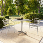 Flash Furniture 31.5'' Square Aluminum Indoor-Outdoor Table with 2 Slat Back Chairs (TLH32SQ017BCHR2)-31.50"W x 31.50"D x 27.25"H/square