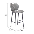 Zuo Terrence Barstool - Vintage Grey-3 year limited warranty