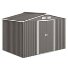 Outsunny - Abri de jardin 9,1' x 6,4' x 6,3' avec kit de fondation en acier, gris-Grand espace intérieur pour ranger des outils de bicyclette, des outils de jardin, des équipements d'entretien de pelouse et plus encore
