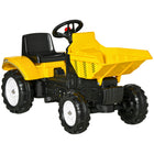 Aosom Kids Pedal Ride-On Excavator with Manual Control Bucket - Yellow-Made of plastic and metal frame to hold weights up to 77lbs 