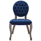 Modway Exhibit French Vintage Dining Performance Velvet Side Chair - Navy-Weathered Rubberwood Cabriole Legs