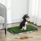 PawHut 26" L Artificial Grass Dog Pee Pad  - Green-Drainage holes help maintain cleanliness and dryness 
