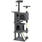PawHut 63" H Cat Tree with Two Cat Condos - Dark Grey-Activity play center keeps cats entertained and active 