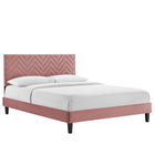 Modway Leah Chevron Tufted Performance Velvet King Platform Bed - Dusty Rose-Reinforced Center Beam