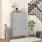 HOMCOM Shoe Cabinet with 3 Flip Drawers for 24 Pairs - Grey-Tabletop provides additional display and storage space