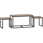 HOMCOM Nesting Coffee Table for Living Room - Brown - 3 Pack-The plastic pads on the bottom of the legs prevent your floor from scratches