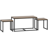 HOMCOM Nesting Coffee Table for Living Room - Brown - 3 Pack-The plastic pads on the bottom of the legs prevent your floor from scratches