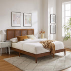 Modway Sirocco Rattan and Wood King Platform Bed - Walnut-Rubberwood Frame