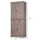 HOMCOM 72" H Tall Kitchen Pantry Cabinet with Drawer - Dark Wood Grain-The front doors have a magnetic closure 