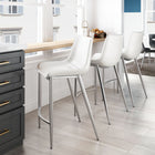 Zuo Magnus Counter Stool - White/Silver - Set of 2-Assembly required