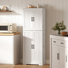 HOMCOM 64" H Pantry Cabinet with Adjustable Shelves - White-Colour: White 