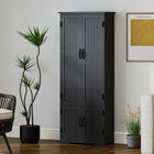 HOMCOM 60" H Kitchen Pantry Cabinet with Shelves - Black-Colour: Black 
