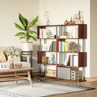 HOMCOM 5-Tiers Wooden Bookcase for Living Room - Walnut-Exposez facilement vos livres préférés, photos, objets de collection et plus encore 