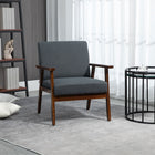 HOMCOM - Fauteuil moderne d’appoint avec assise rembourrée - pieds en bois pour chambre - gris foncé-Placez-le où vous voulez, que ce soit dans le salon, la chambre ou la salle à manger 
