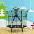 Soozier Kids Trampoline with Enclosure Net - 64" Dia. - Green-Made of powder coated steel frame and anti-UV net enclosure 