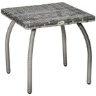 Outsunny - Table basse en rotin 17,7 po L x 17,7 po l, Table d’appoint d’extérieur, gris-Table en rotin élégante adaptée à la maison, à l'arrière-cour, au jardin et à la véranda