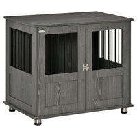 PawHut 29.5" H Dog Kennel End Table - Grey-Wide top for magazines, pet supplies, night lamps, and more 