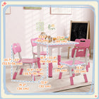 Qaba Toddlers Adjustable Height Table and Chair 5-Piece Set - Pink-Easy-to-clean table surface for effortless cleaning 