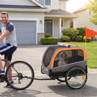 PawHut Dog Bike Trailer, Pet Cart Wagon Cart Carrier Attachment-Reflectors and a flag enhance visibility, an internal leash keeps pets secure